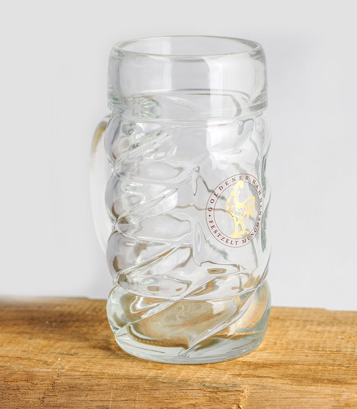 Goldener Hahn Bierkrug Isarseidel Glas 1,0 l